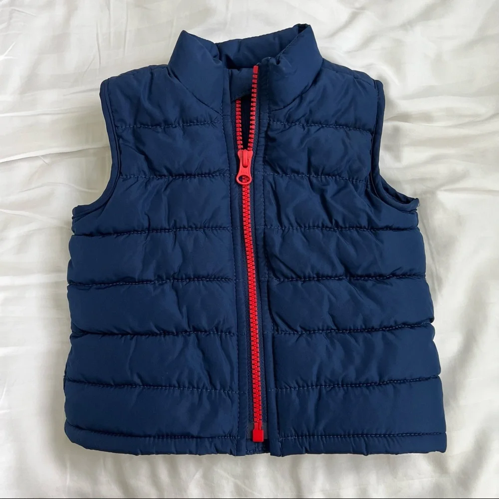 Old Navy Blue Puffer Vest, Size 6-12 months - Picture 1 of 4